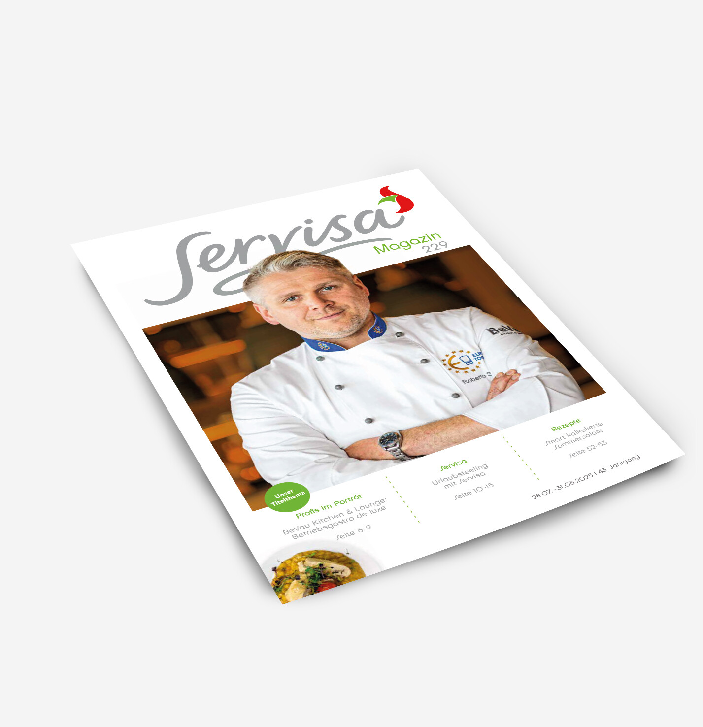 Ein Mann in Kochjacke auf dem Cover eines Magazins.