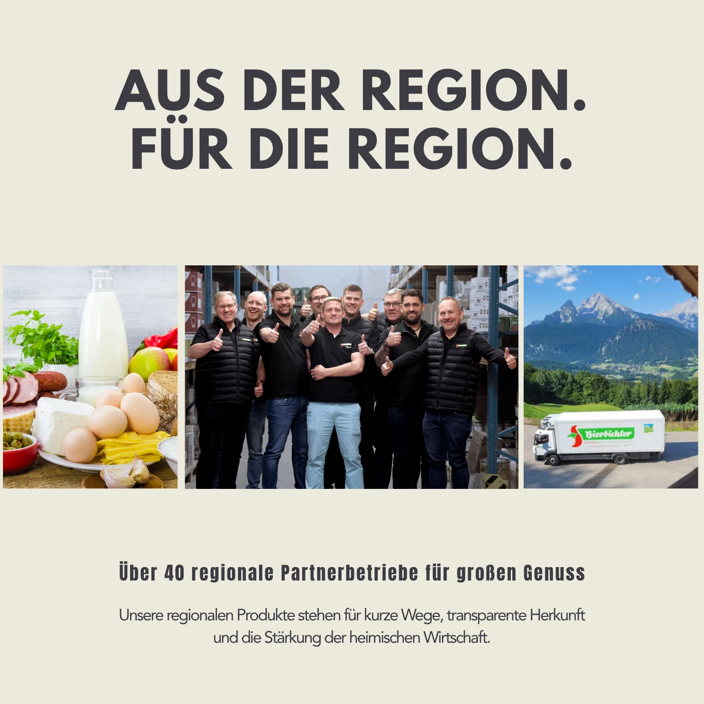 Produkte von über 40 regionalen Partnerbetrieben bei Bierbichler Rosenheim.