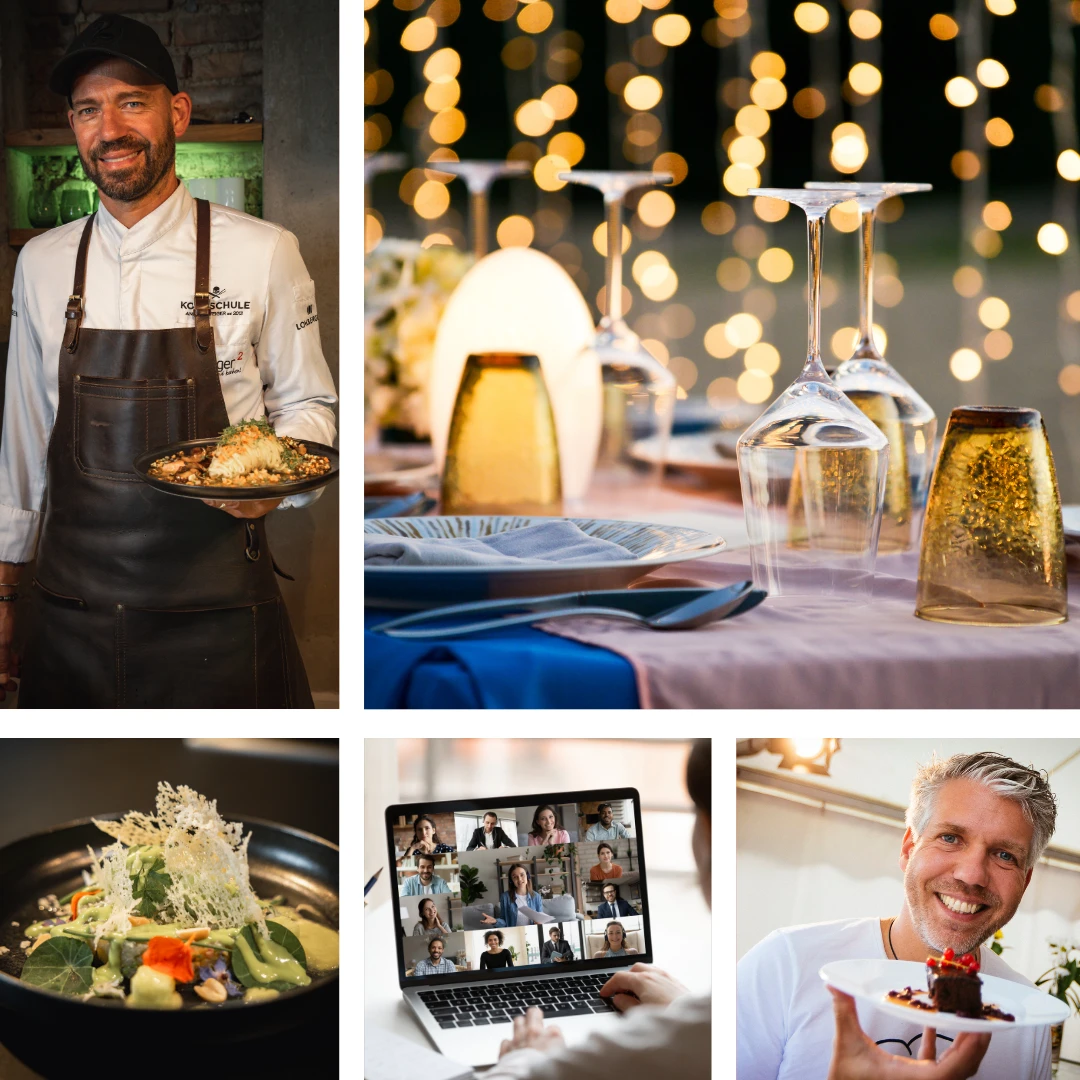 Collage Events: KochEvents, Online Seminar und Eventgastronomie Collage Events: KochEvents, Online Seminar und Eventgastronomie